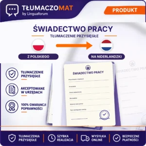 Świadectwo Pracy – z polskiego na niderlandzki – tłumaczenie przysięgłe Tłumaczomat