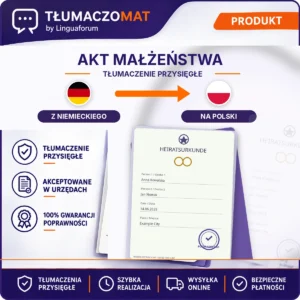 Akt Małżeństwa – z niemieckiego na polski – tłumaczenie przysięgłe Tłumaczomat