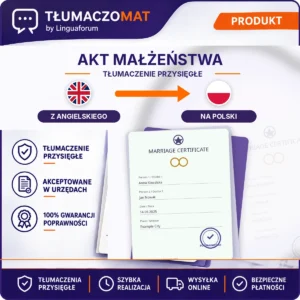 Akt Małżeństwa – z angielskiego na polski – tłumaczenie przysięgłe Tłumaczomat